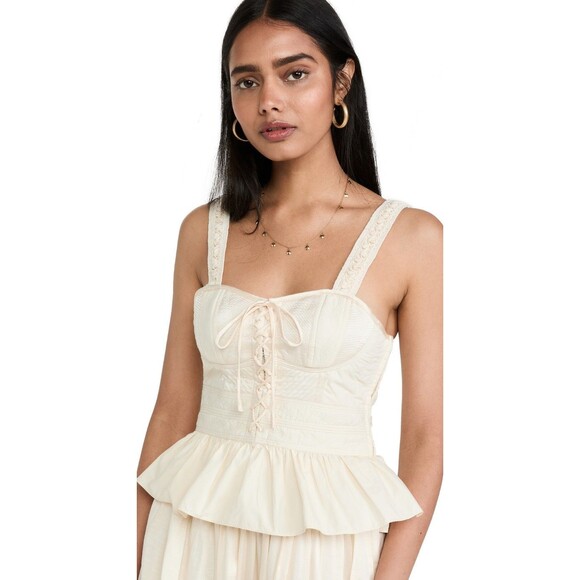 ULLA JOHNSON Orla Corset Top- Lace Up Peplum Bustier-Ivory White- NWT Sz 4 - Picture 2 of 12